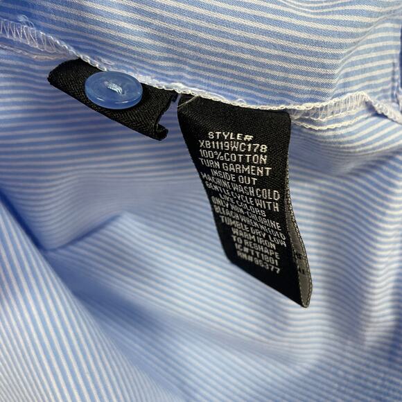 Sanctuary Light Blue White Striped Button Up Long Puff Sleeve Top Womens XL - Picture 7 of 7